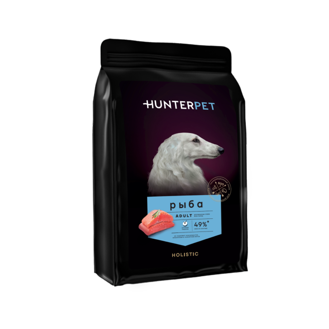 Сухой корм для собак HUNTERPET, для взрослых, средних и крупных пород, с рыбой, 500 г