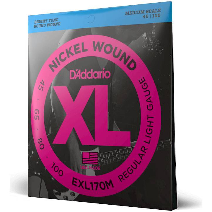 Струны для 4-х струнной бас-гитары D'ADDARIO EXL170M Light легкое натяжение