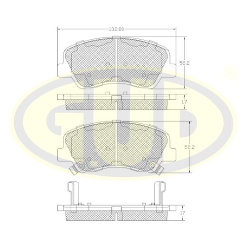 фото К-т колодки пер hyu solaris/accent iv 10-/i40 11-/ rio iii 11- g.u.d gbp148802 g.u.d.