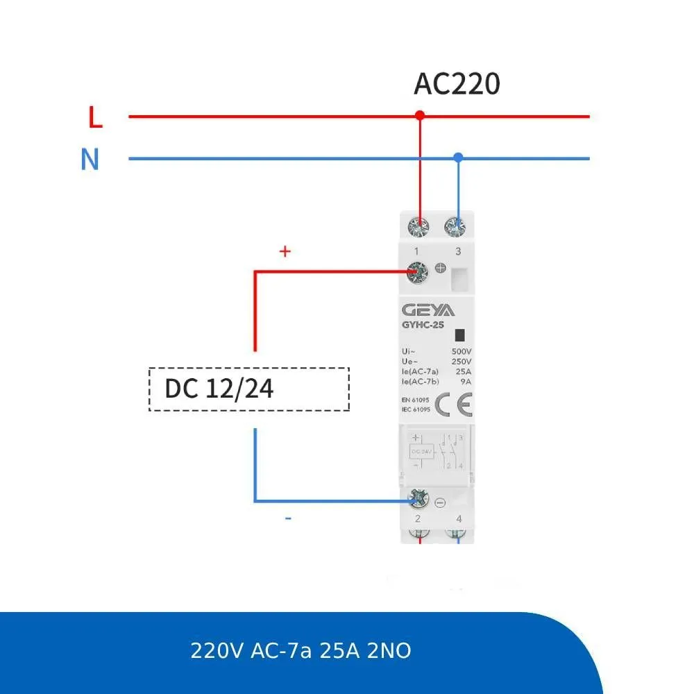 

Контактор GEYA 12285 220V AC-7a 25A 2NO, 12285