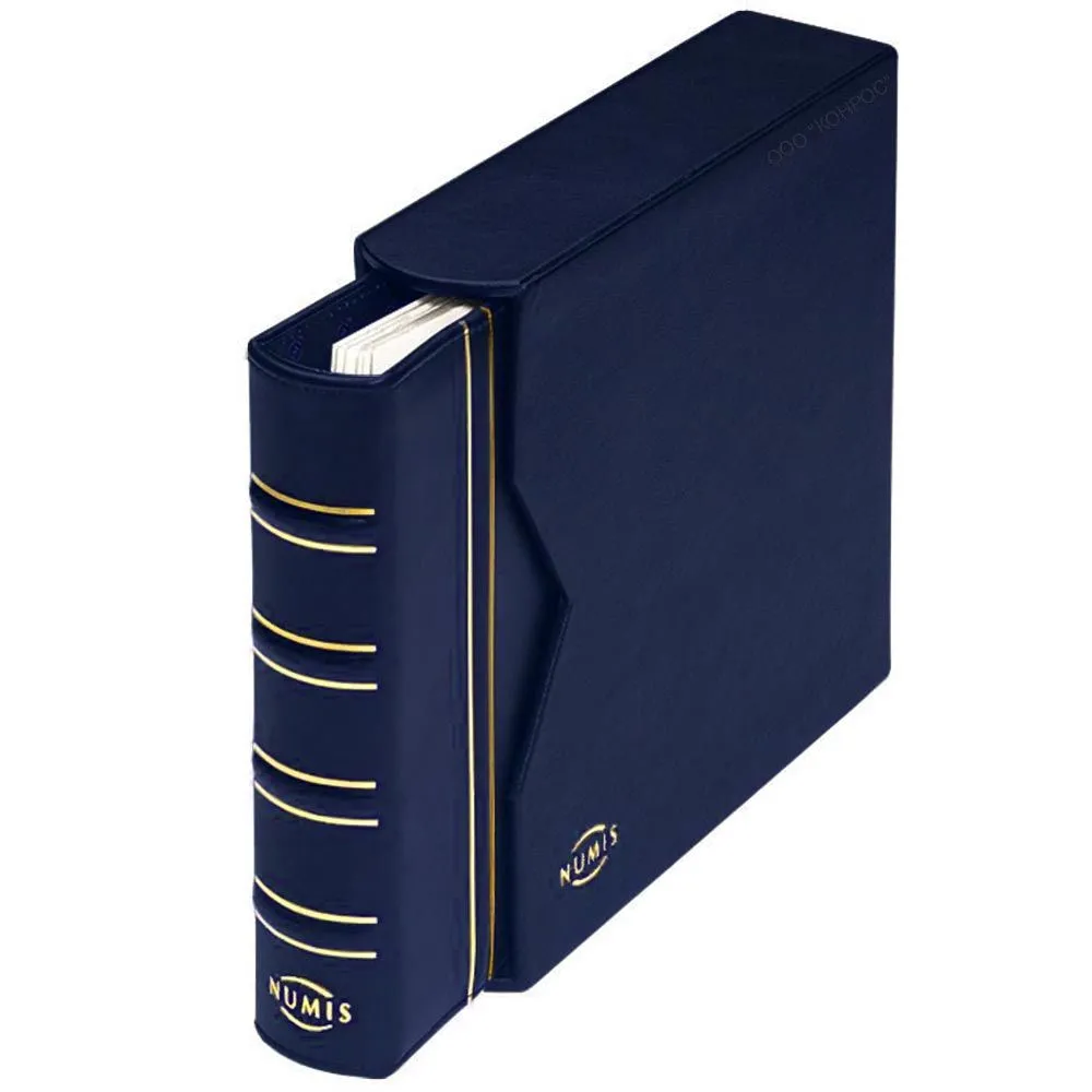 

Альбом Leuchtturm 327836 Classic NUMIS на 143 монеты в футляре, синий