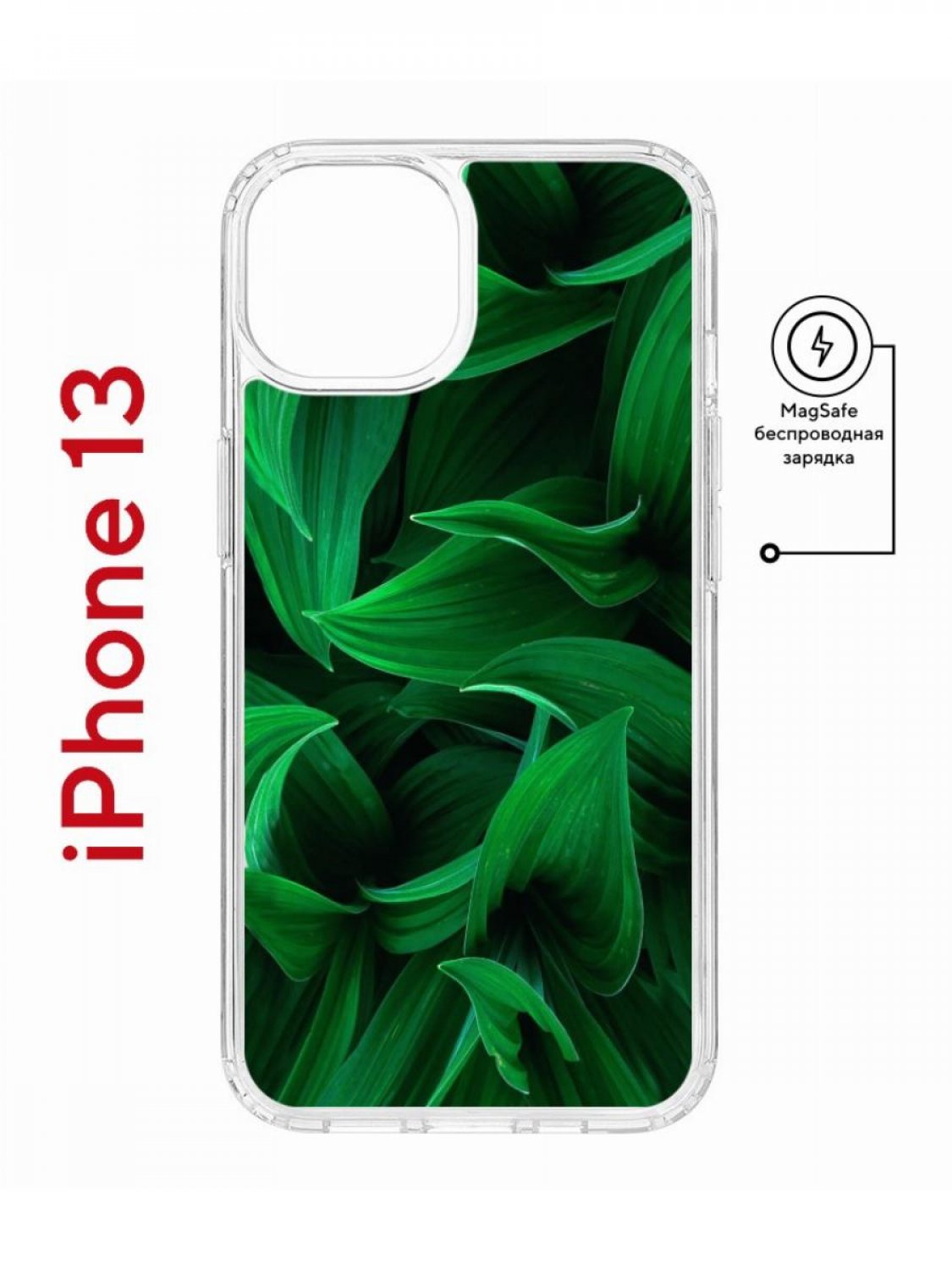 Чехол на iPhone 13 MagSafe с принтом Kruche Print Grass противоударный с магнитом