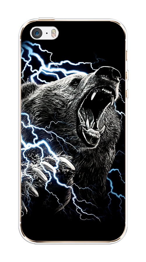 

Чехол на Apple iPhone 5/5S/SE "Гроза и медведь", Черный;серый;серебристый, 10350-1