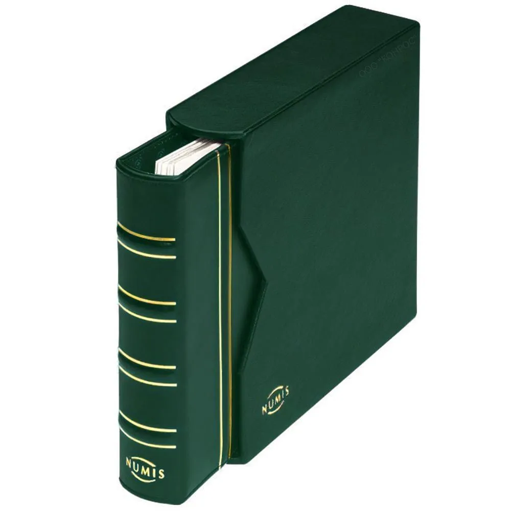 Альбом Leuchtturm 327836 Classic NUMIS на 143 монеты, в футляре зеленый