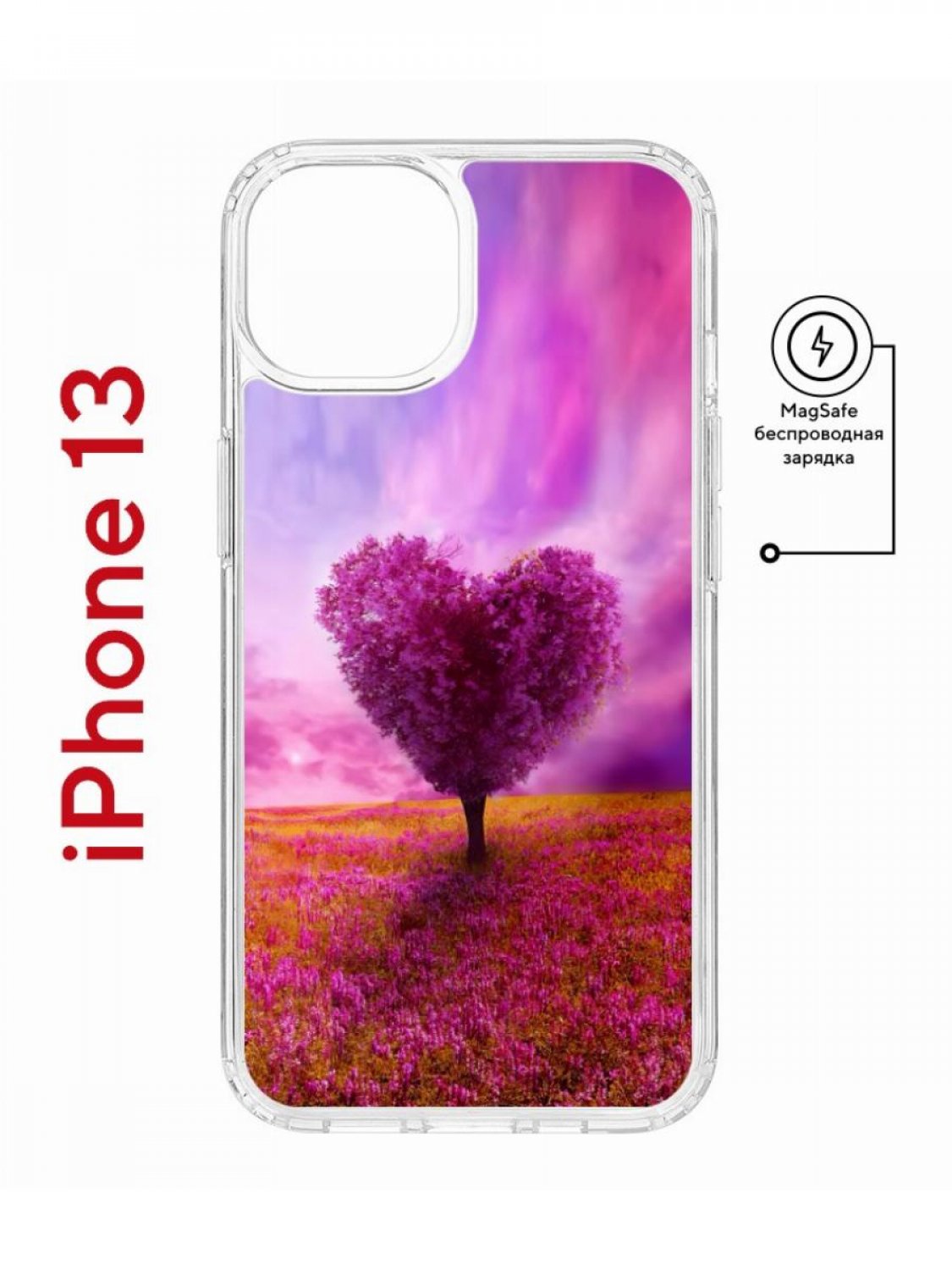 фото Чехол на iphone 13 magsafe с принтом kruche print pink heart противоударный с магнитом кruче