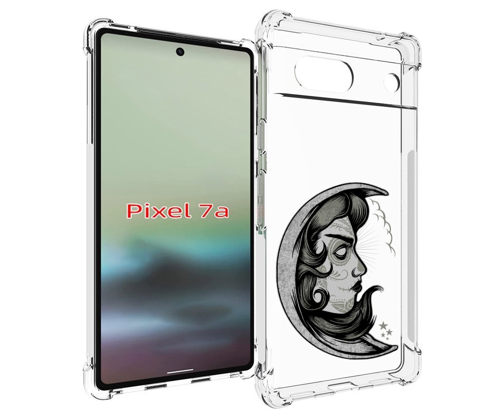 

Чехол MyPads черно белая луна с лицом для Google Pixel 7A, Tocco