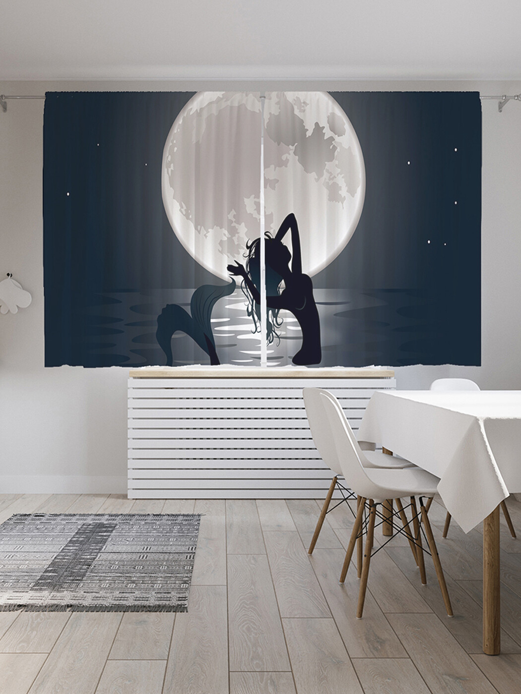 фото Фотошторы короткие joyarty лунная русалка, сатен, 290x180 см