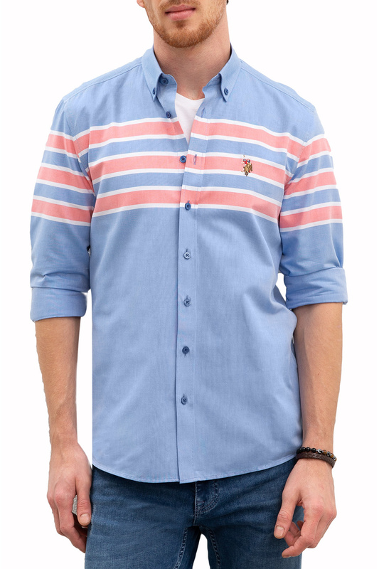 

Рубашка мужская U.S. POLO Assn. G081GL0040TARK синяя 46, G081GL0040TARK
