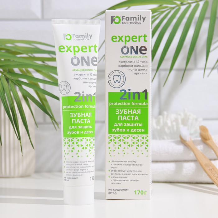 фото Зубная паста expert one family cosmetics для защиты зубов и дёсен, 170 мл