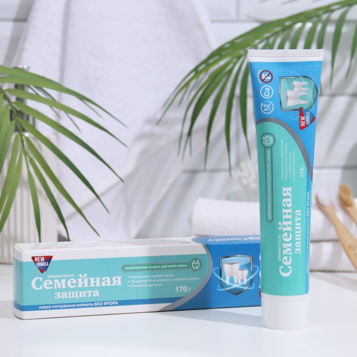 

Зубная паста Family Cosmetics, "Семейная защита", без фтора, 170 мл