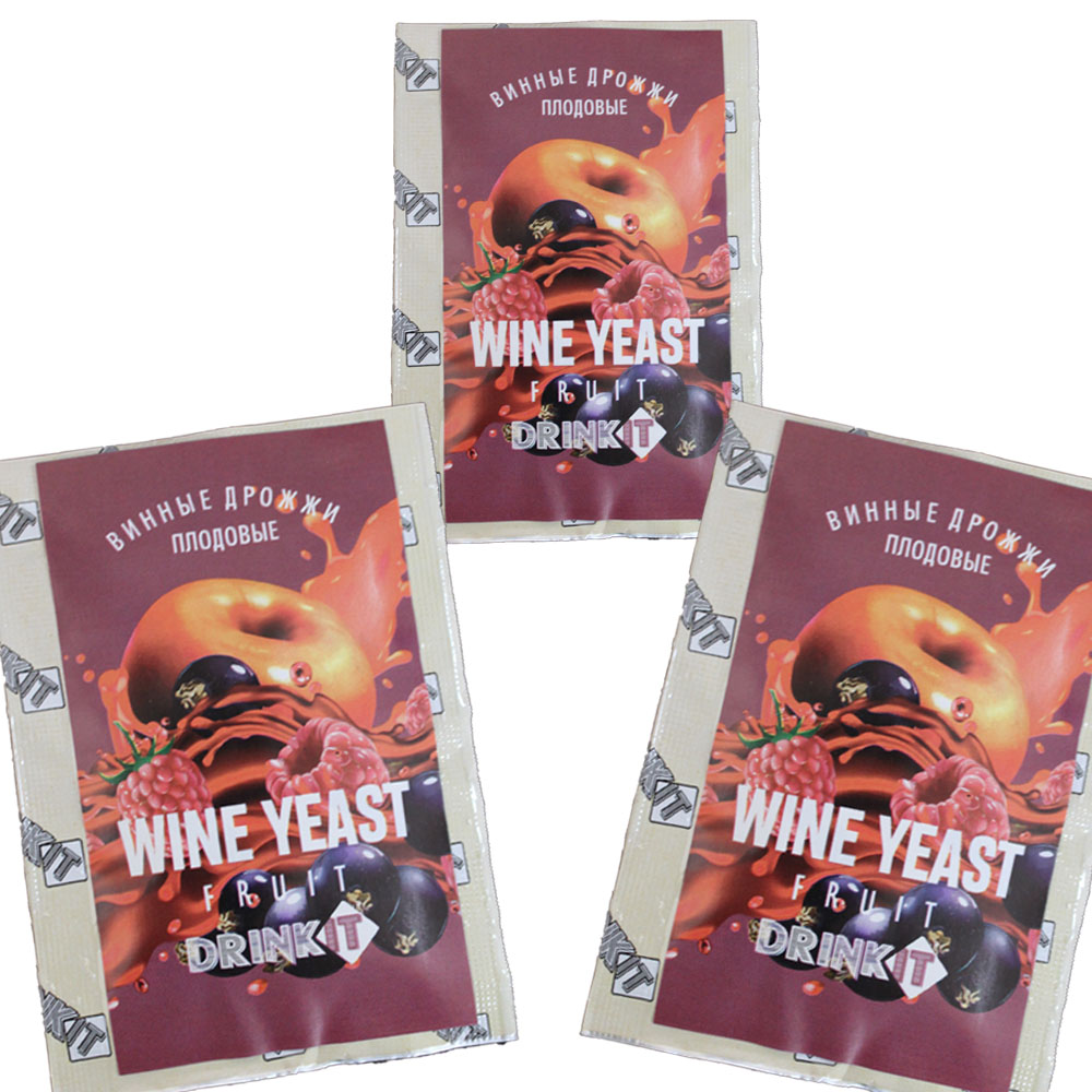фото Дрожжи винные для вина drinkit fruit 10 г., набор 3 штуки.
