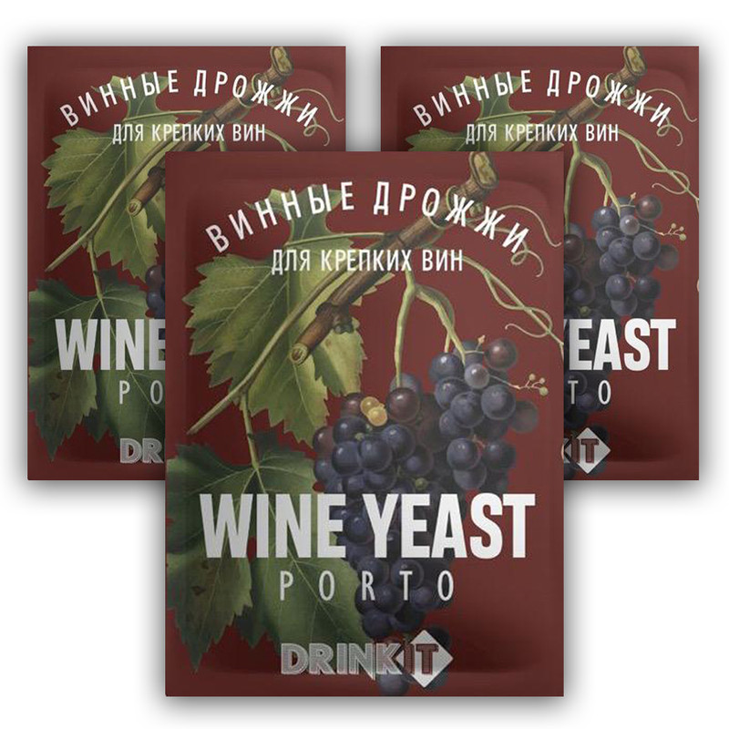 

Дрожжи винные для крепкого вина DRINKIT PORTO 10 г., набор 3 штуки.