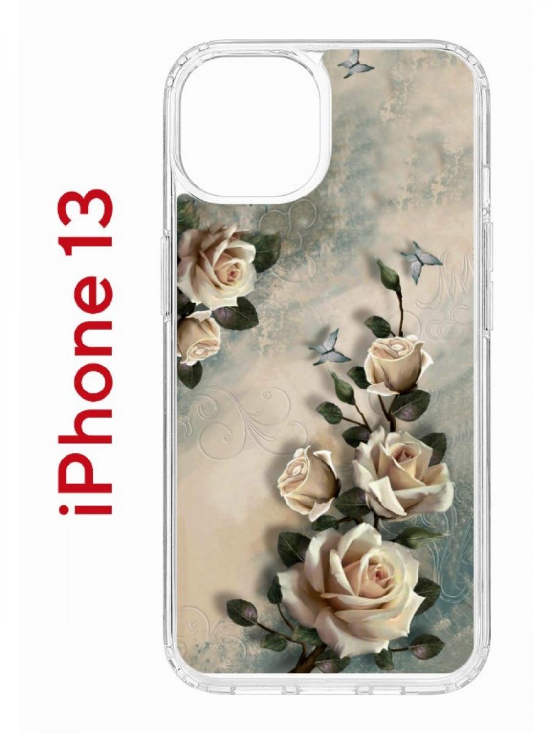 Чехол на iPhone 13 с принтом Kruche Print Белая роза, бампер с защитой камеры