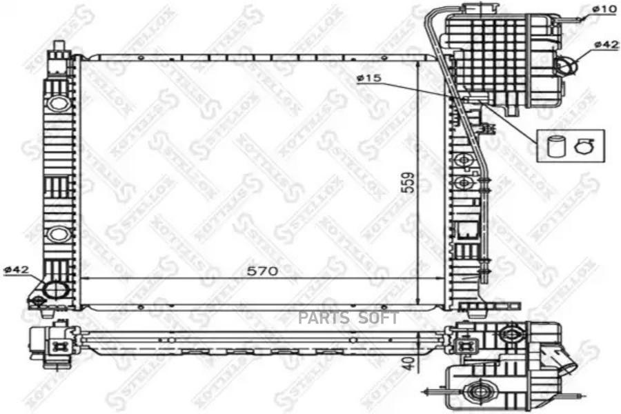 

10-25872-SX_радиатор системы охлаждения МКПП 570x558x42 MB Vito 2.2CDi 99-03