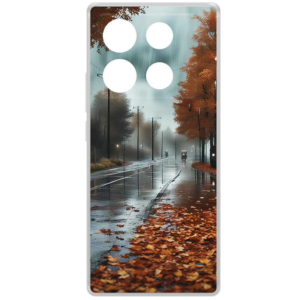 

Чехол-накладка Krutoff Clear Case Осенний дождь для INFINIX Note 40, Прозрачный