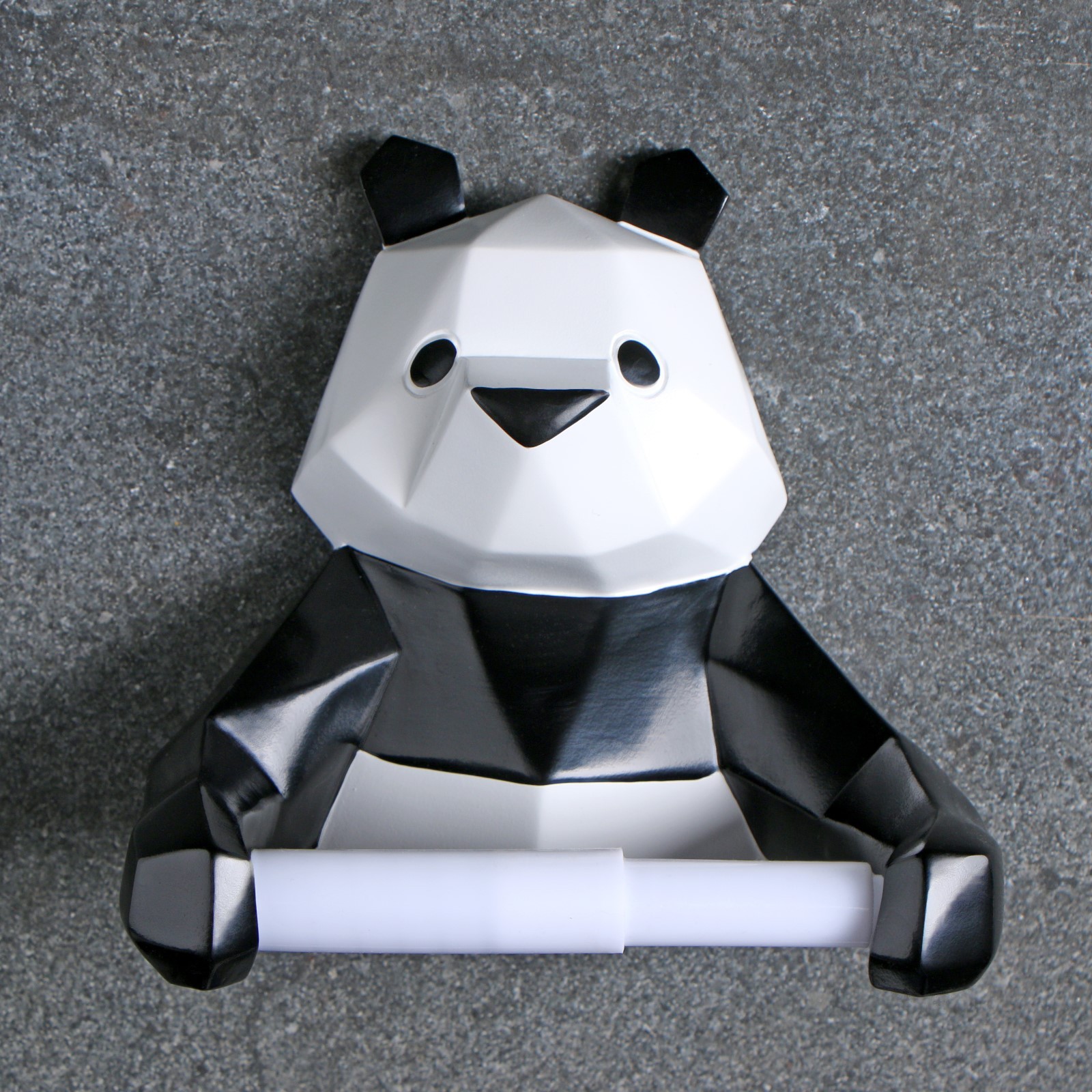 Держатель для туалетной бумаги Полигональная панда 19х17х12см, черно-белая