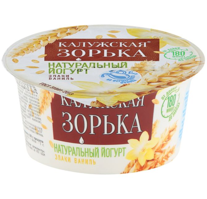 

Йогурт Калужская Зорька злаки-ваниль 3,2% 125 г