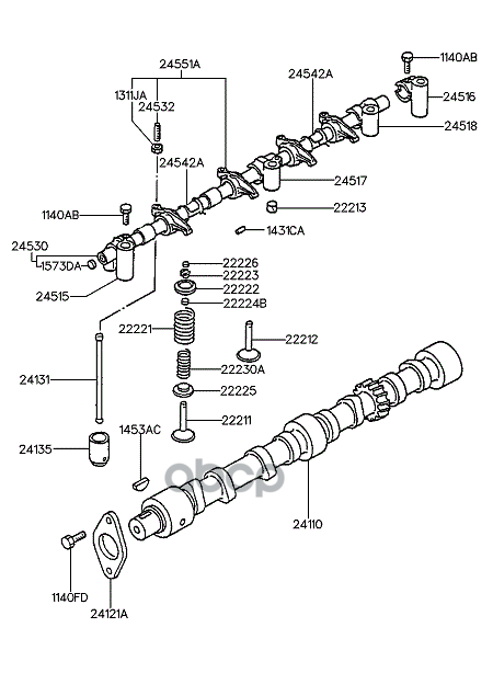 HYUNDAI-KIA 2222141000 ПРУЖИНА КЛАПАНА ДВИГАТЕЛЯ 1шт