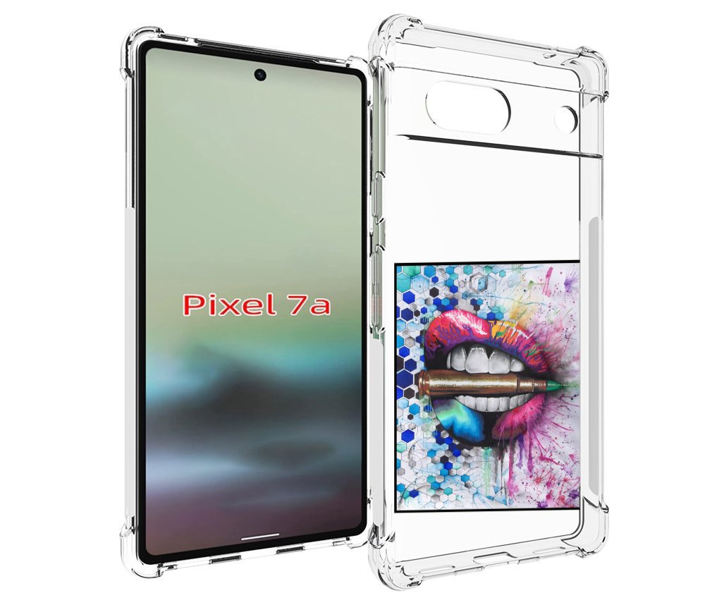 

Чехол MyPads разноцветные губы с пулей для Google Pixel 7A, Tocco