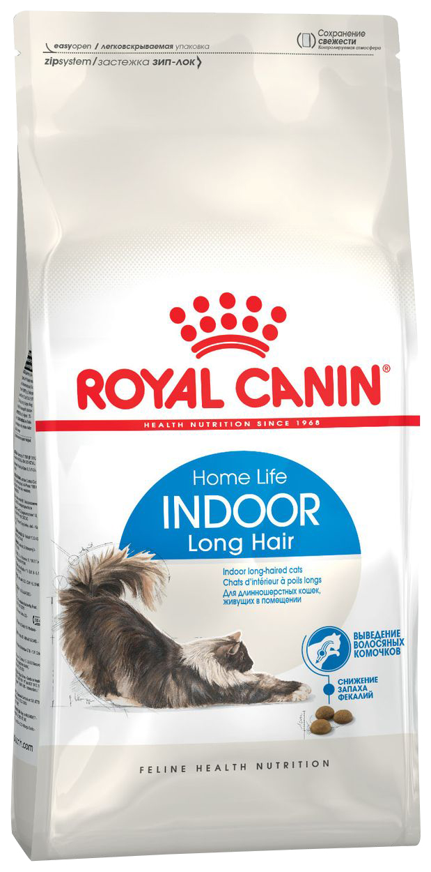 фото Сухой корм для кошек royal canin indoor long hair для домашних длинношерстных птица 2 кг