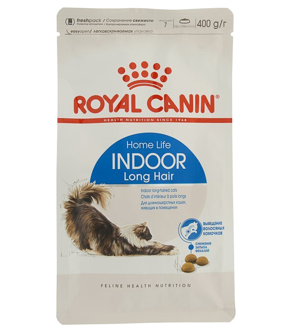 фото Сухой корм для кошек royal canin indoor long hair для домашних длинношерстных птица 400 г