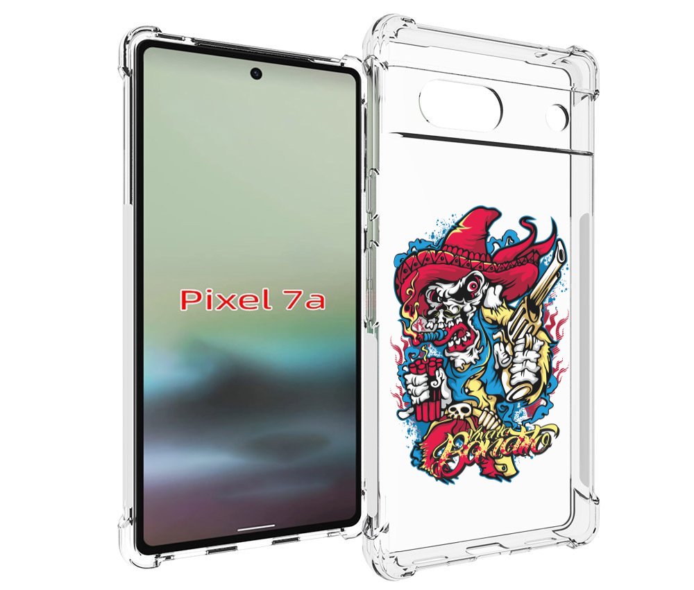 

Чехол MyPads нарисованный скелет с писталетом для Google Pixel 7A, Tocco