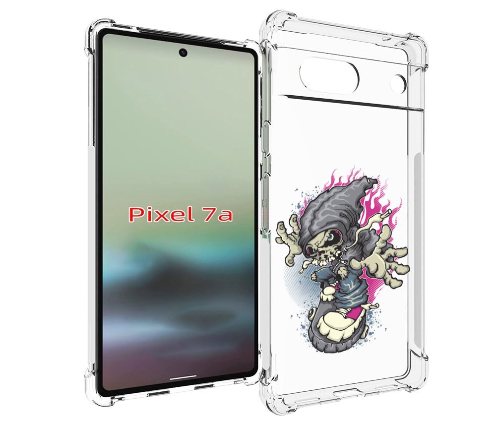 

Чехол MyPads нарисованный скелет на скейт борде для Google Pixel 7A, Tocco