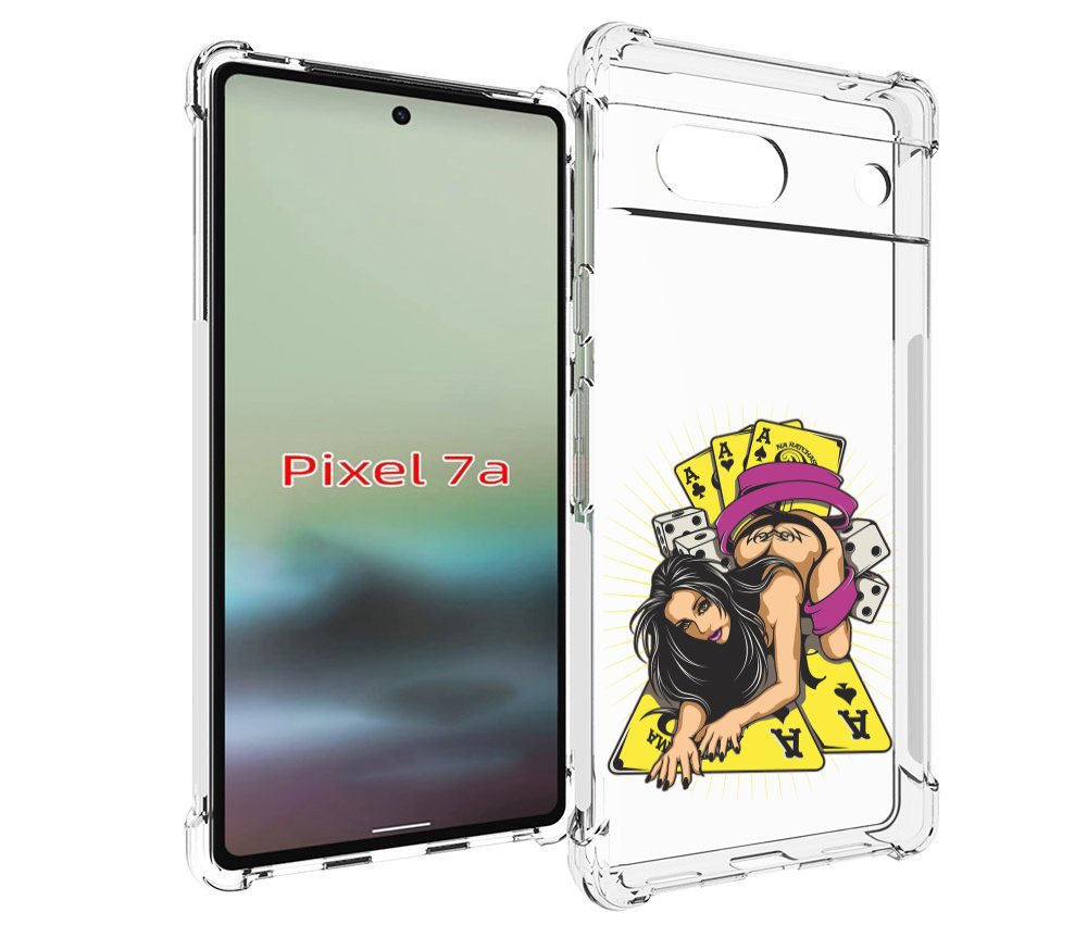 

Чехол MyPads нарисованная девушка с игровыми картами для Google Pixel 7A, Tocco