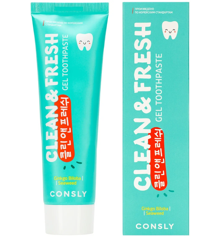 Гелевая зубная паста Consly Clean&Fresh, с экстрактами гинкго билоба, 105 г