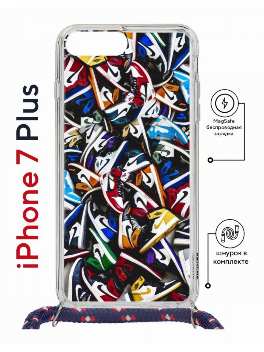 фото Чехол на iphone 7 plus/ 8 plus magsafe kruche print кроссовки nike air с магнитом,шнурком кruче