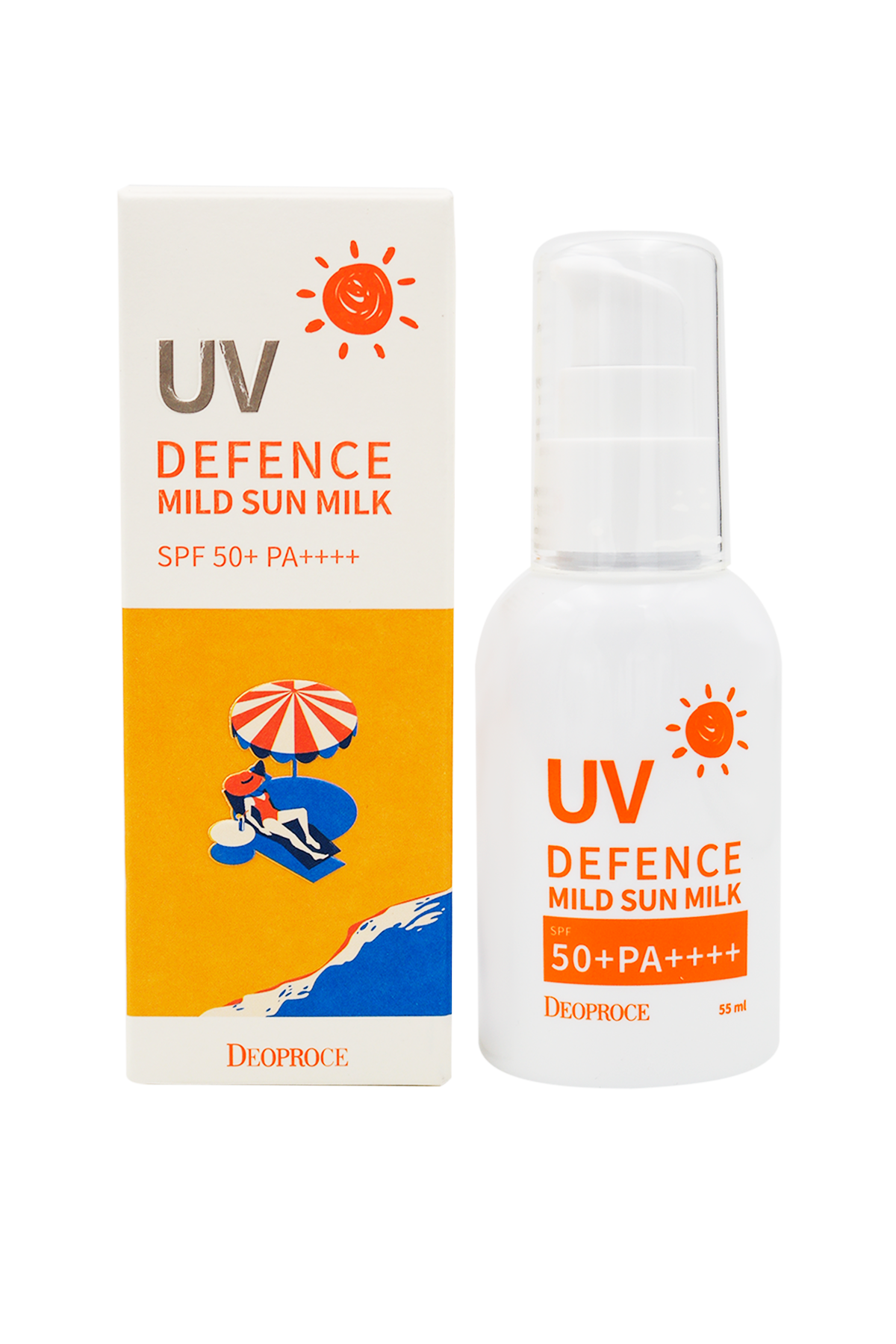 Солнцезащитное молочко для лица Deoproce UV Defence Mild Sun Milk SPF50+ PA+++ 55 мл крем для лица limoni placenta age defence с экстрактом плаценты и скваланом 50 мл