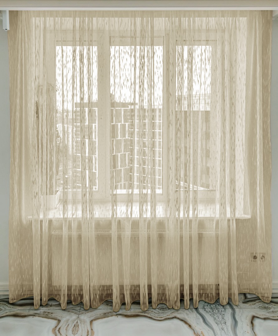 

Тюль сетка INVA Дождик высота 240 см ширина 800 см Бежевый., Органза Дождик