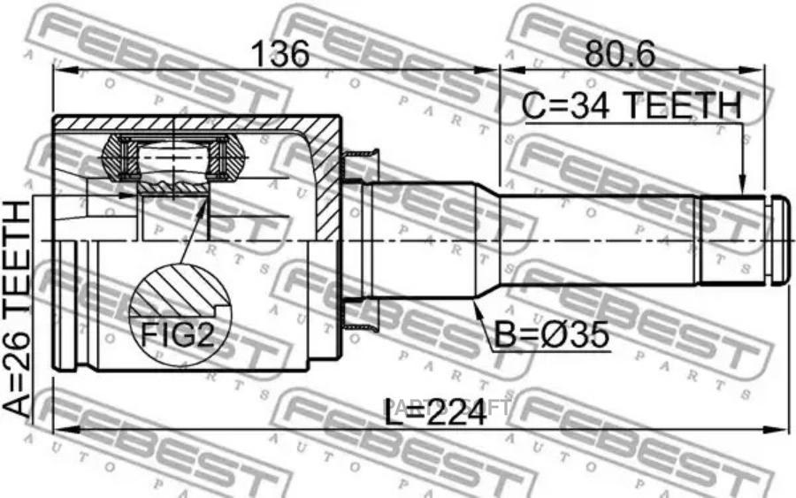 

ШРУС ВНУТРЕННИЙ ЛЕВЫЙ 26X35X34 подходит для OPEL ASTRA J 2010-2015 1811-A16LH