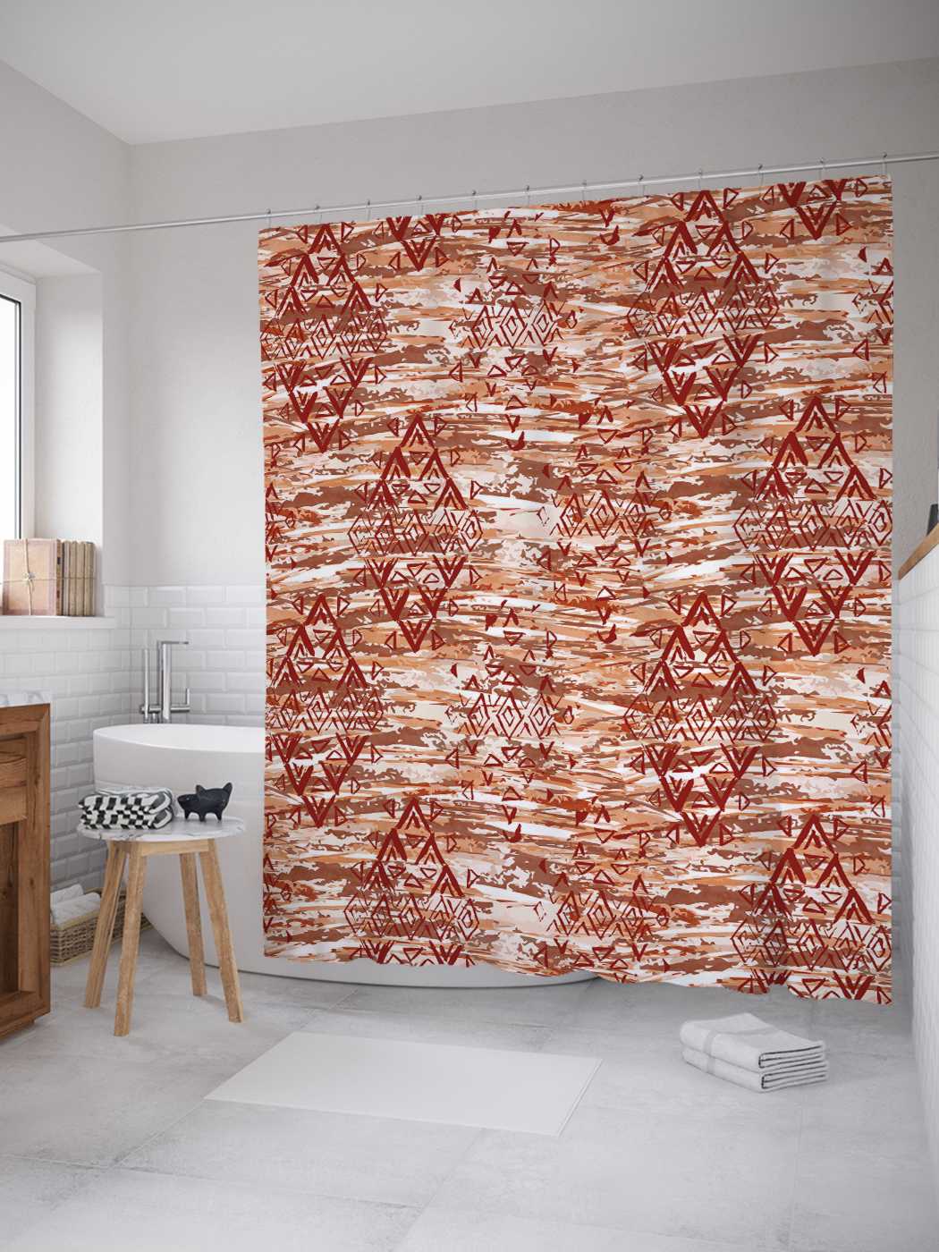 

Штора (занавеска) JoyArty для ванной "Каракули узоров" из сатена, 180х200 см с крючками