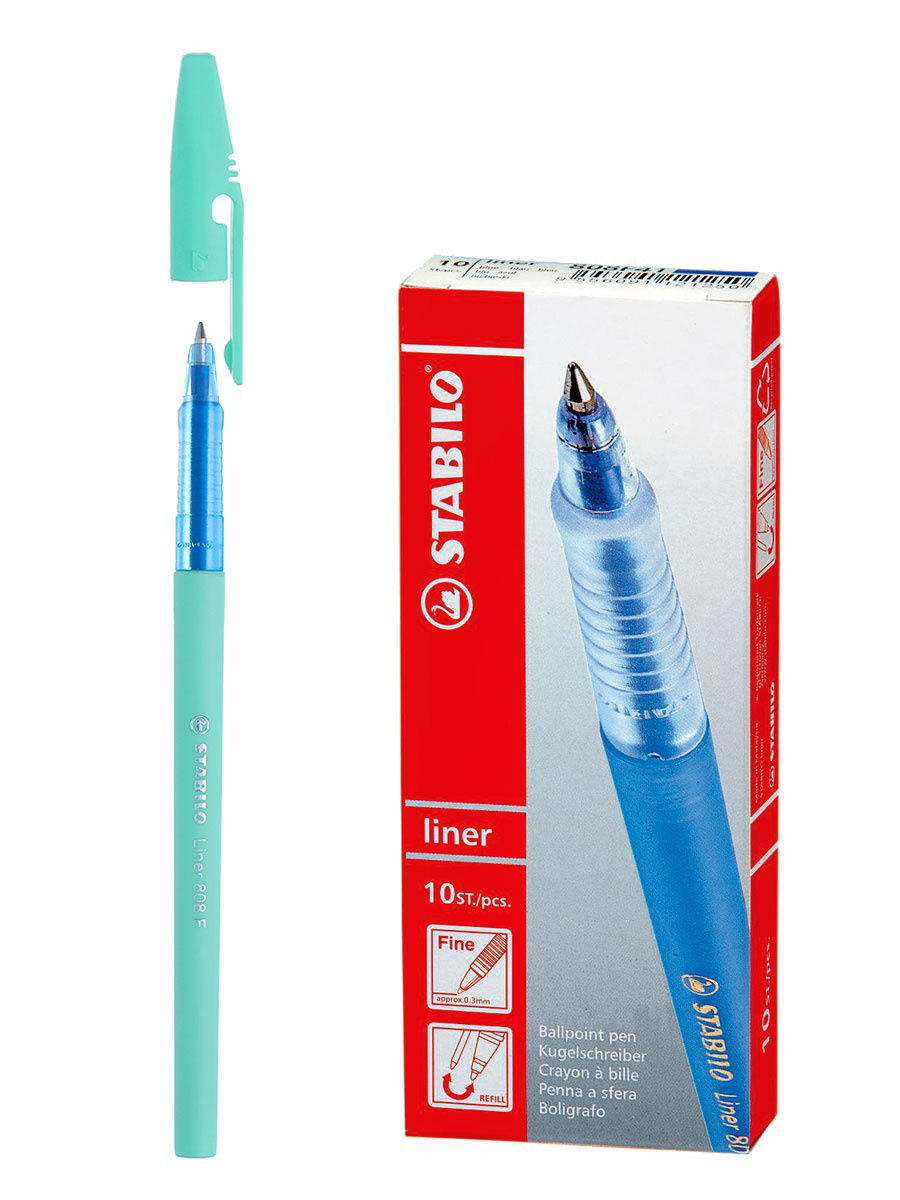

Ручка шариковая 0,38мм STABILO Liner 808, синяя 10шт
