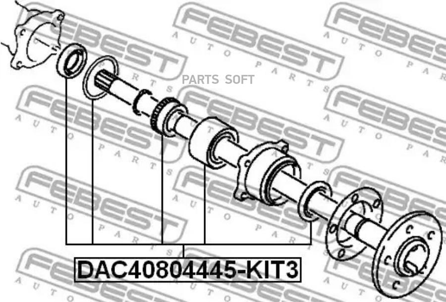 

FEBEST DAC40804445KIT3 Подшипник ступицы колеса (ремкомплект) | зад прав/лев |