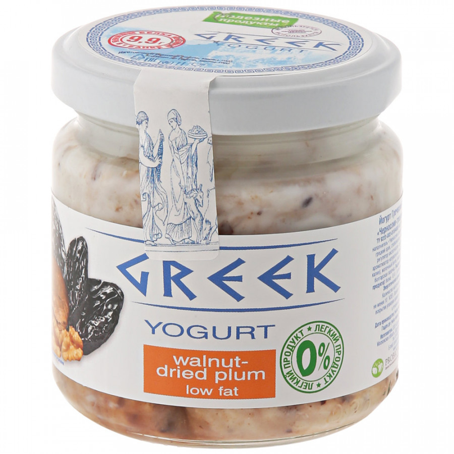 

Йогурт Полезные Продукты Греческий обезжиренный чернослив-грецкий орех 0% 165 г