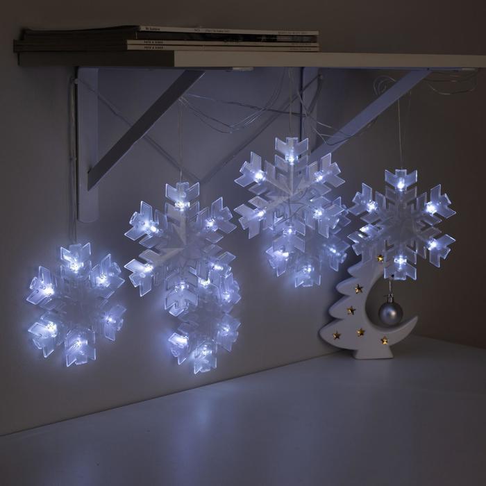 

Световая гирлянда новогодняя Снежинка матовая 5148896 2 м белый холодный, Снежинка матовая