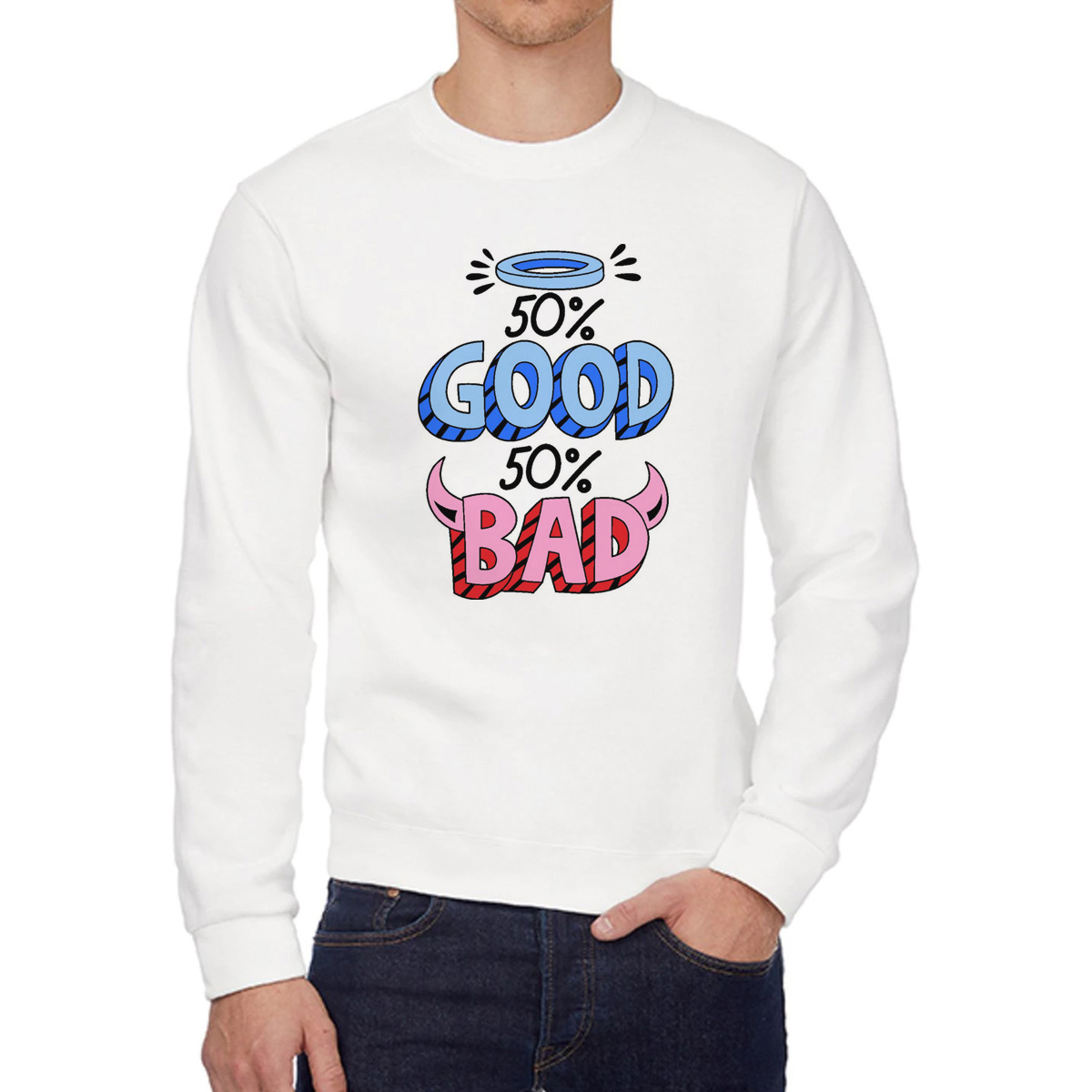 

Свитшот унисекс CoolPodarok W0114137 белый 46 RU, W0114137