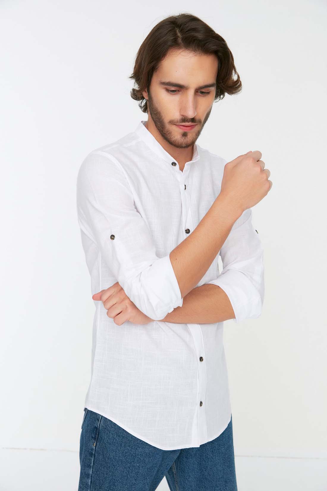 

Рубашка мужская Trendyol TMNSS20GO0188 белая M, trendyol TMNSS20GO0188