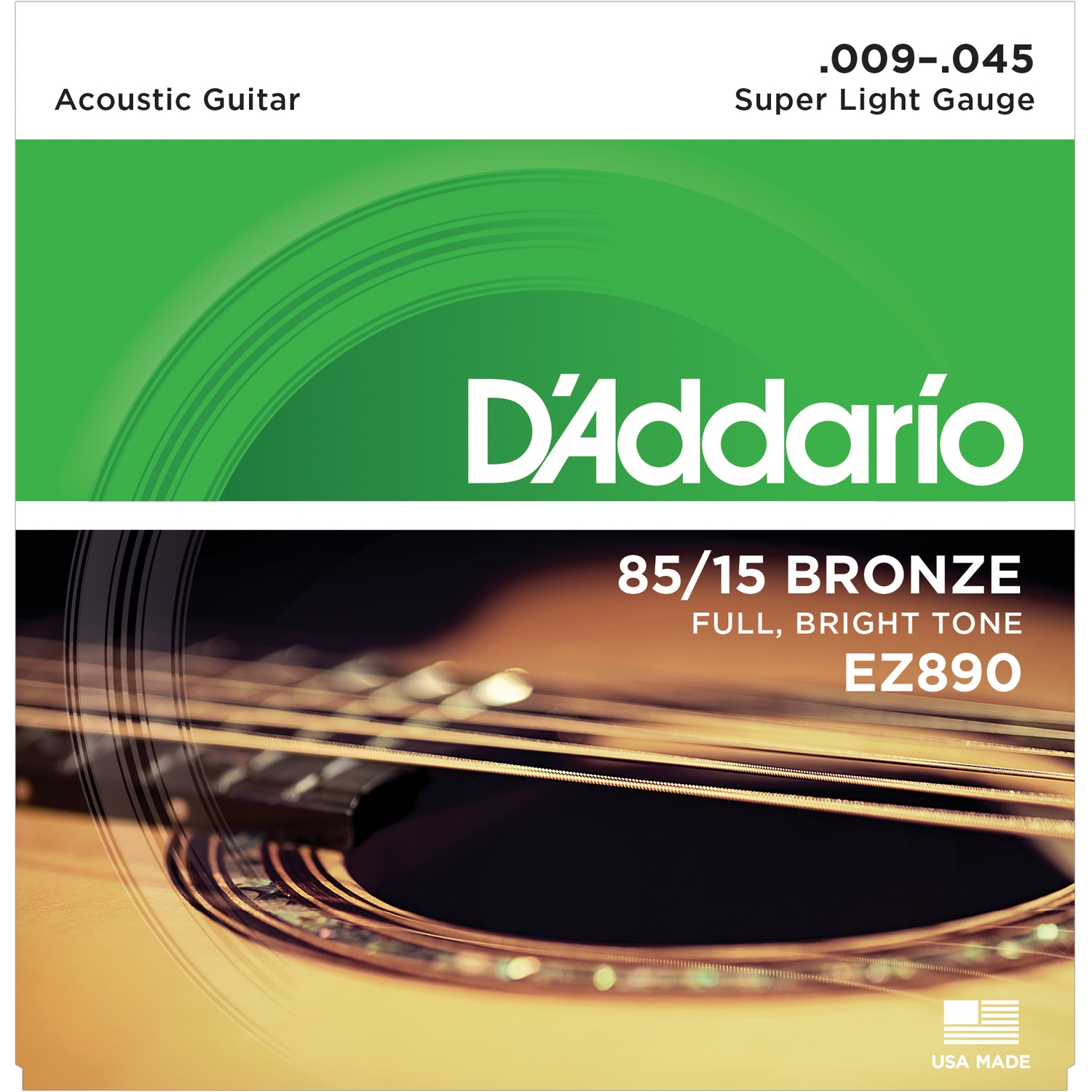 

Струны для акустической гитары DADDARIO EZ890 бронза 85/15, Super Light 9-45, EZ890
