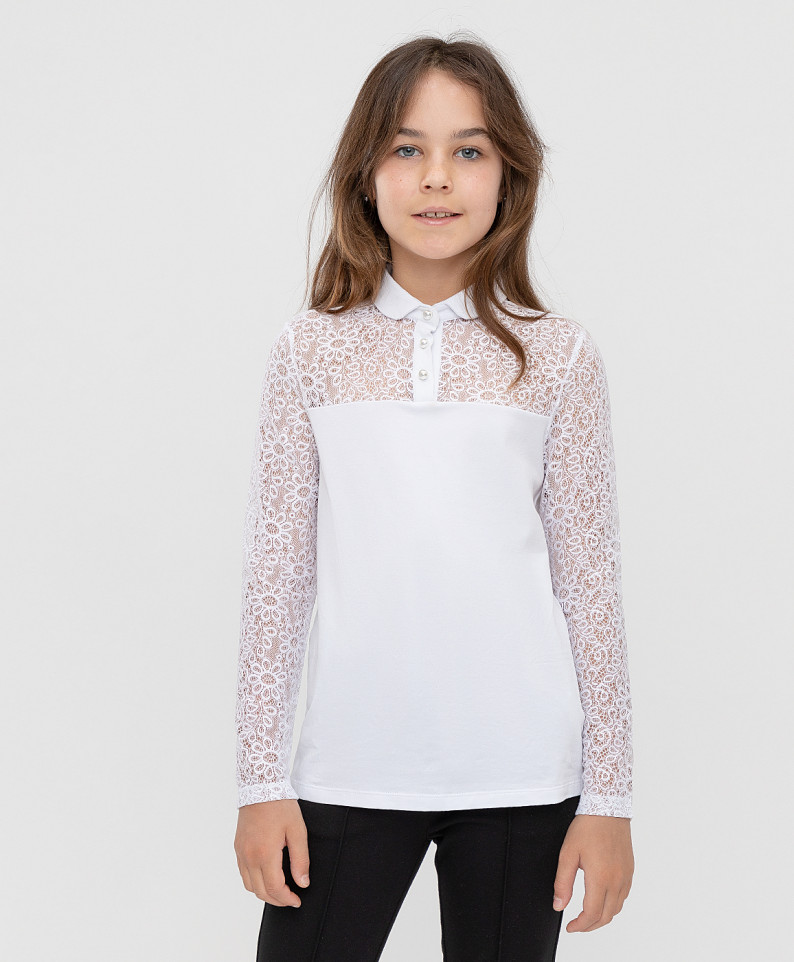 

Поло белое с длинным рукавом Button Blue 146, 221BBGS14060200