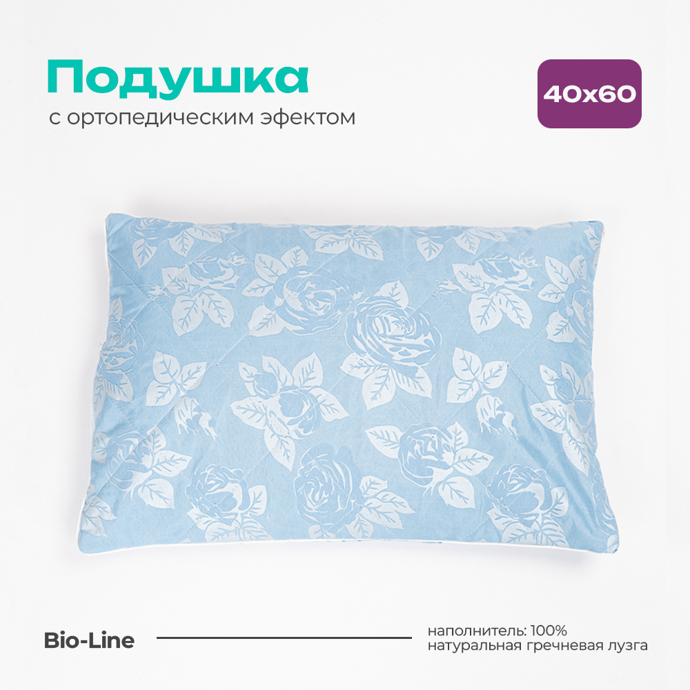 

Подушка ортопедическая Bio-Line 40x60 см гречневой лузгой, Голубой, PG40.60