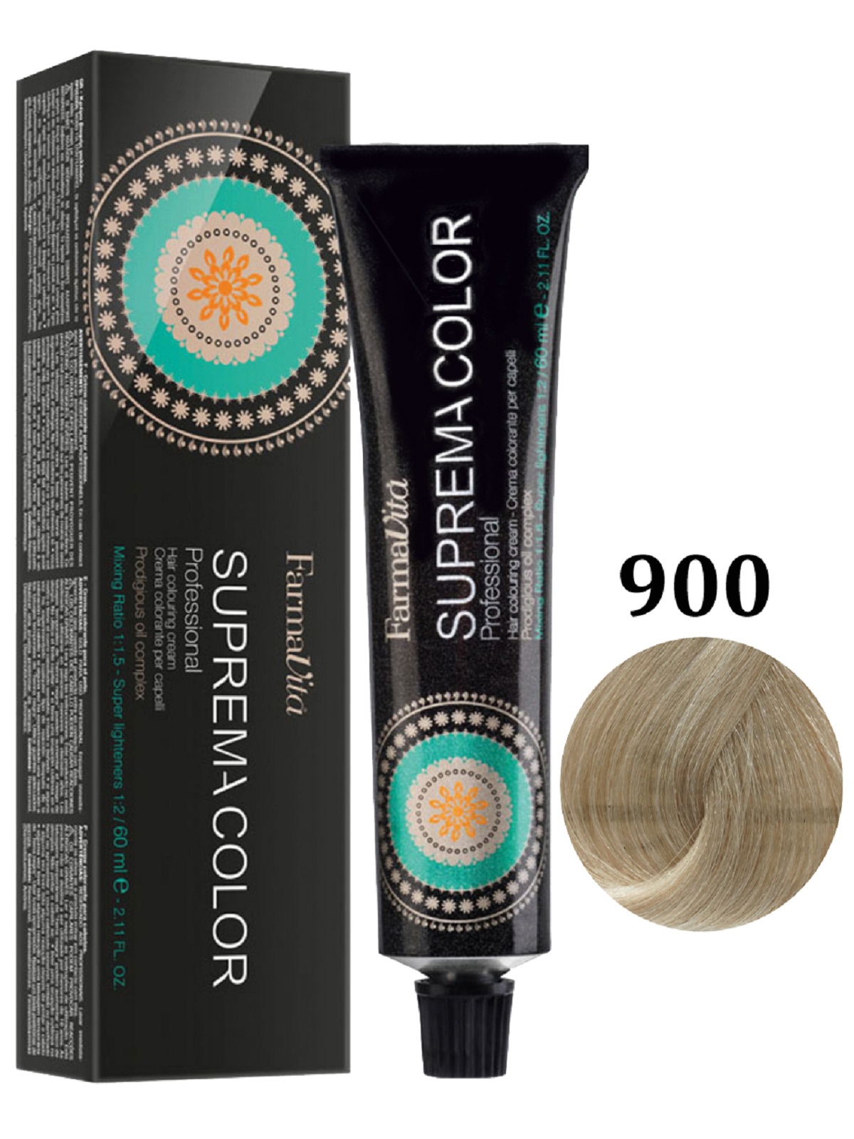 Крем-краска FARMAVITA SUPREMA COLOR 900 очень светлый блондин сильный осветлитель 60 мл шампунь для жирной кожи головы farmavita amethyste regulate sebo controll shampoo 1000 мл