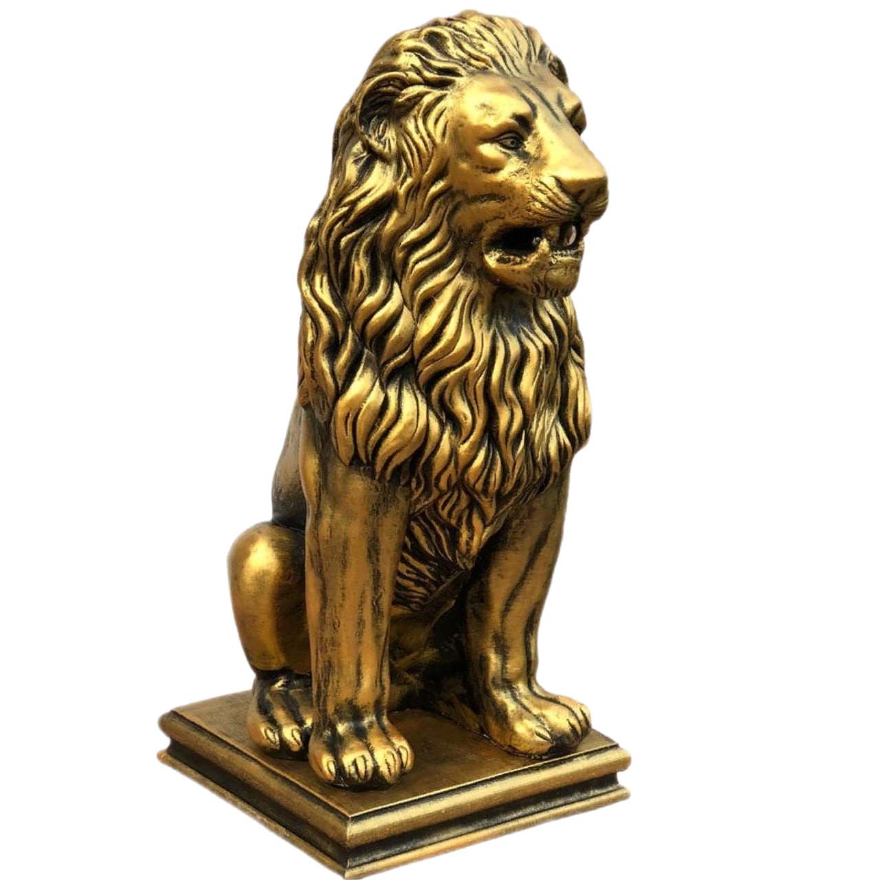 фото Скульптура вдк из бетона, королевский лев, золотой, 85 см