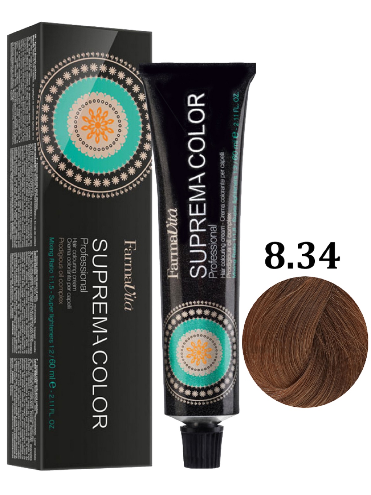 Крем-краска для волос FarmaVita SUPREMA COLOR 8.34 светлый блондин золотисто-медный 60 мл новейшая хрестоматия по литературе 2 класс 7 е издание