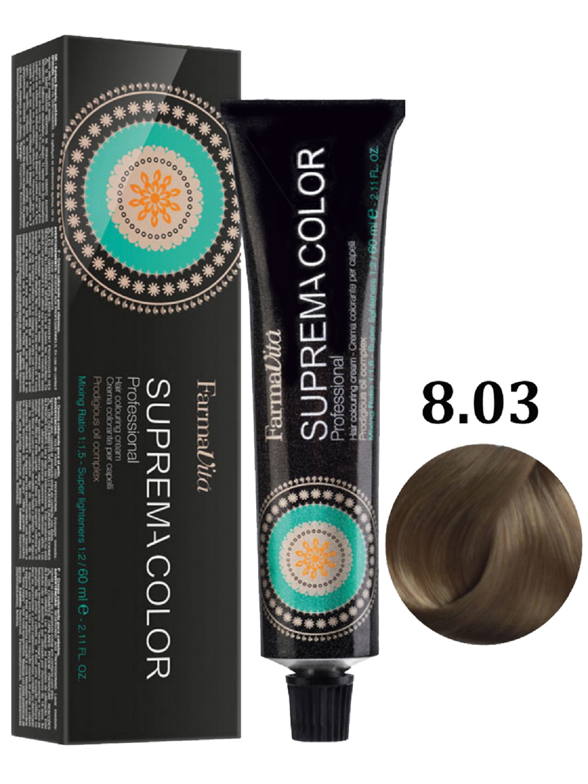 Крем-краска для волос FarmaVita SUPREMA COLOR 8.03 теплый светлый блондин 60 мл sueno шампунь бессульфатный защита а для окрашенных волос с фруктовыми кислотами 350