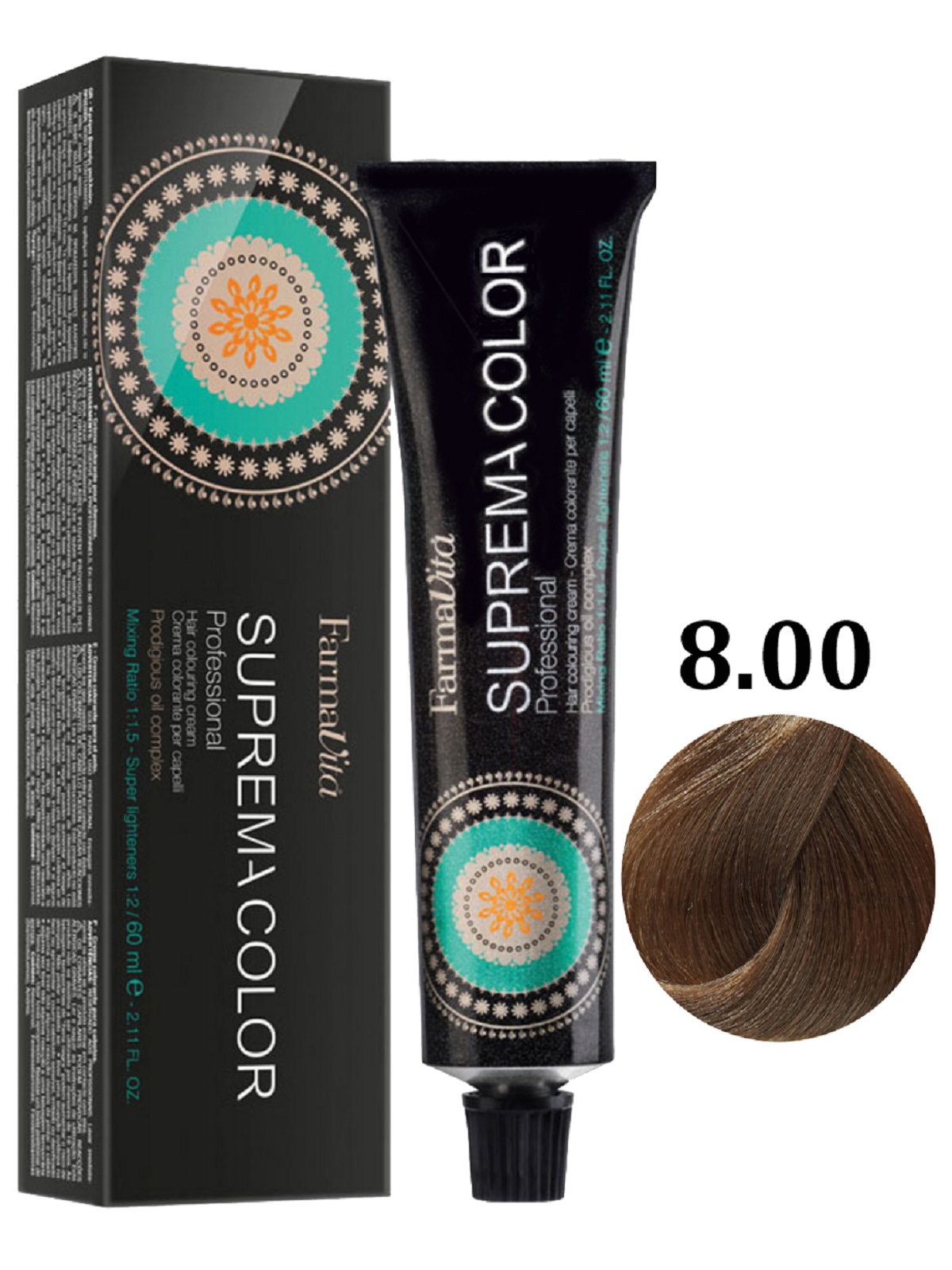 Крем-краска для волос FarmaVita SUPREMA COLOR 8.00 насыщенный светлый блондин 60 мл
