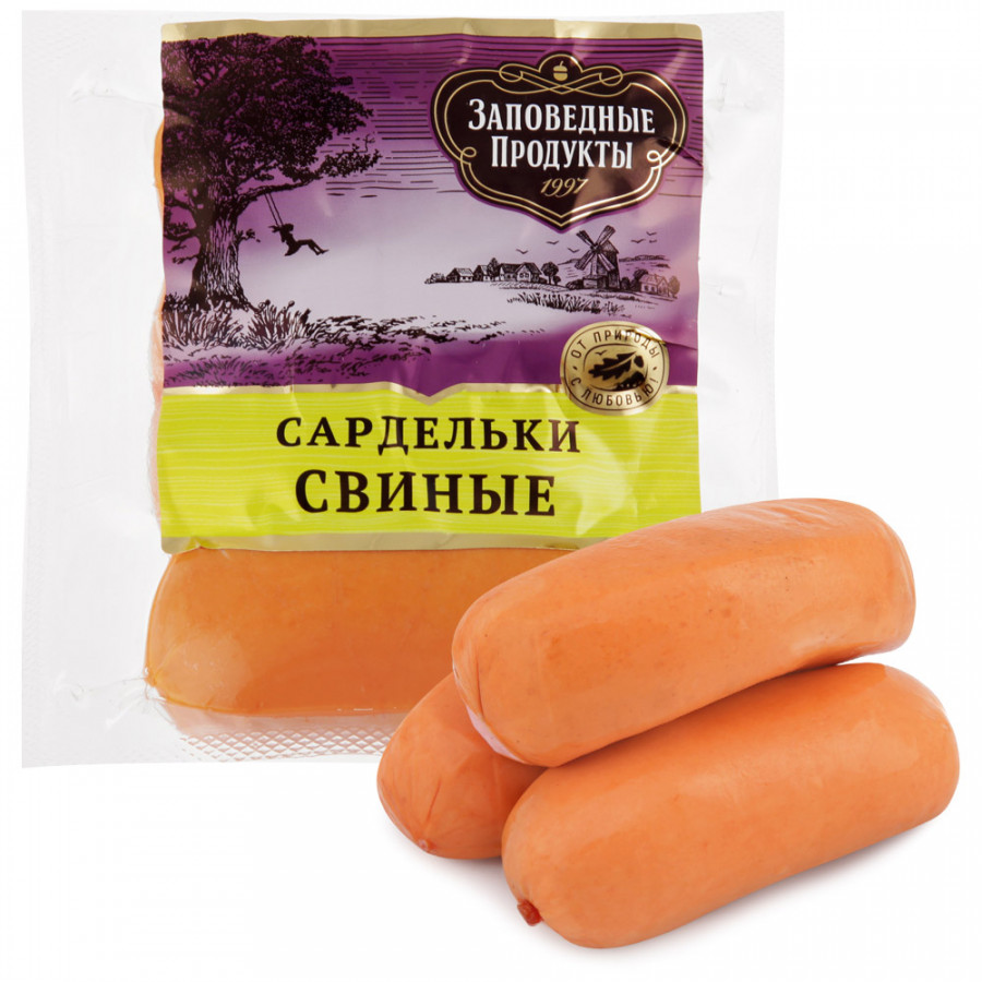 

Сардельки Заповедные Продукты Свиные вареные 320 г