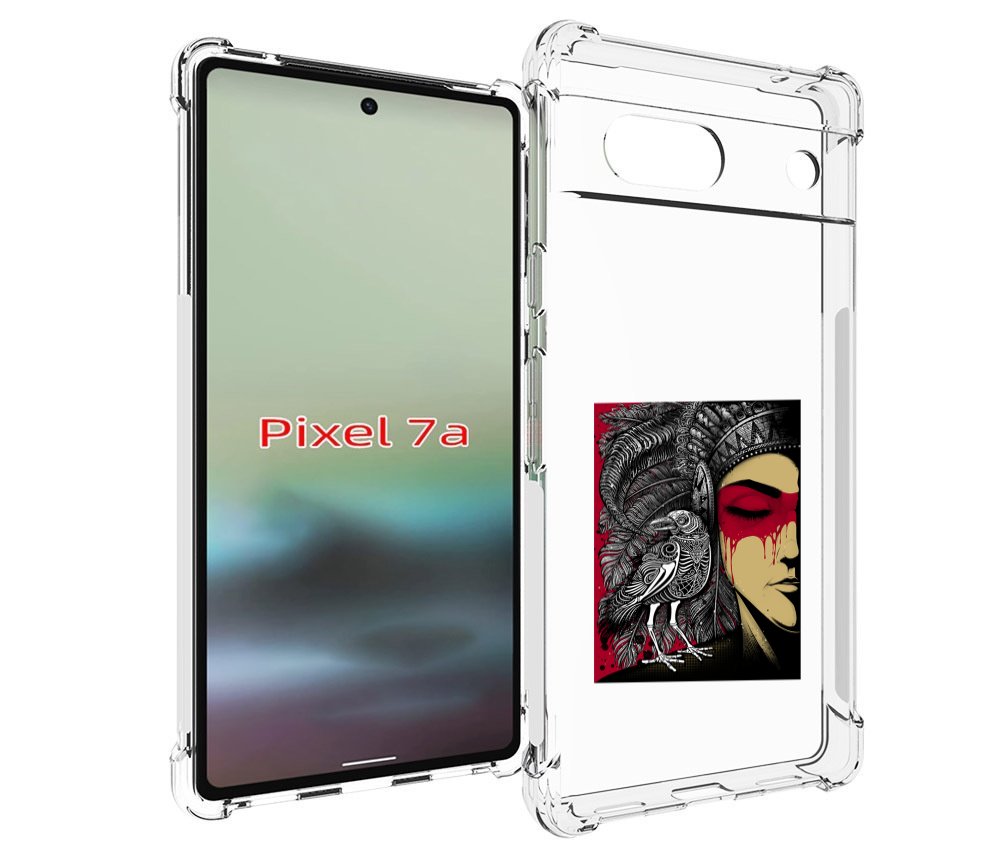 

Чехол MyPads девушка с вороном в абстракции для Google Pixel 7A, Tocco